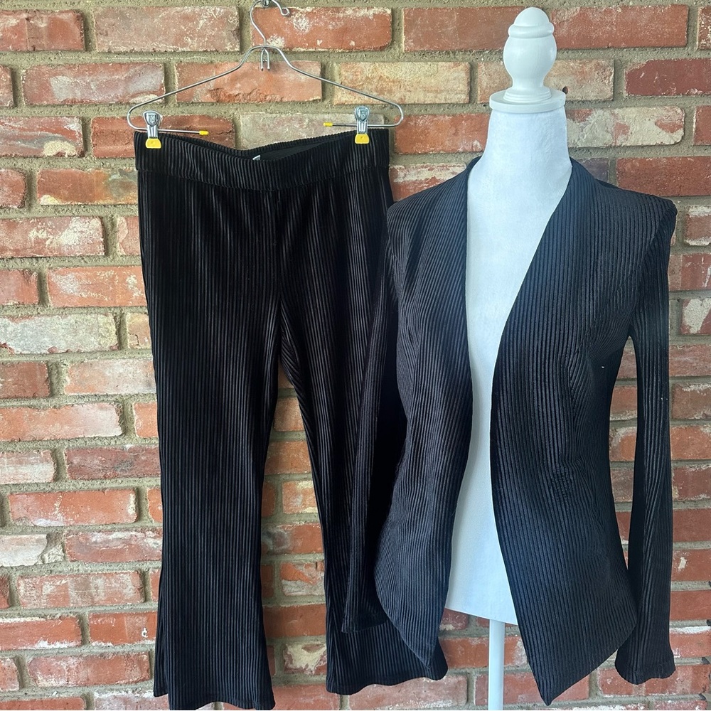 BCBGeneration Black Velour Pants Suit
